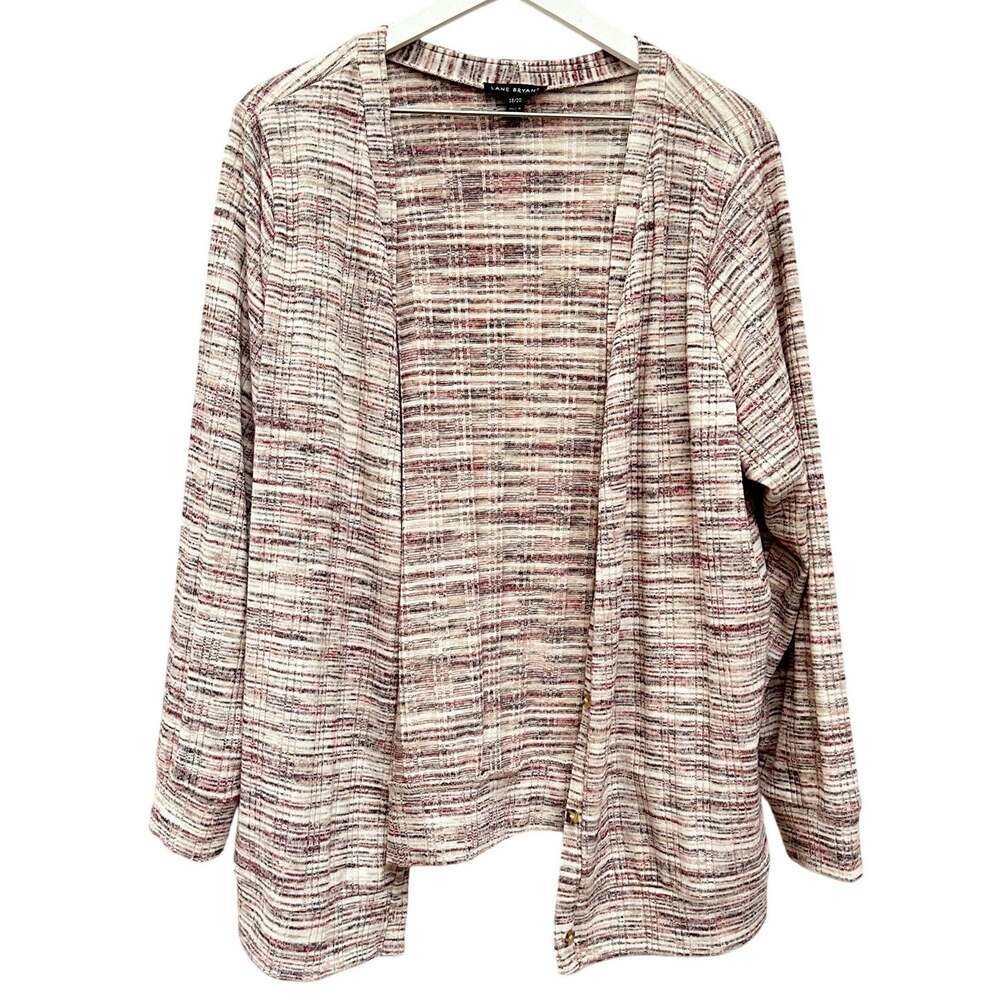 LANE BRYANT Cardigan Sweater 18/20 Plus Size Space Dye Marled V-Neck Pockets